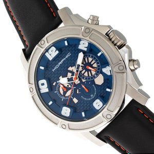 Morphic M73 Series Chronograph Leather-Band Watch - Silver/Blue - MPH7303