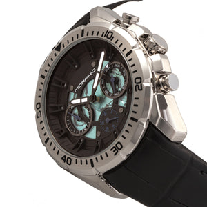 Morphic M66 Series Skeleton Dial Leather-Band Watch w/ Day/Date - Silver/Black - MPH6601