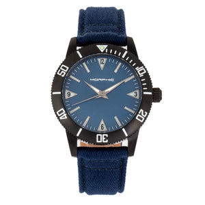 Morphic M85 Series Canvas-Overlaid Leather-Band Watch - Black/Blue - MPH8504