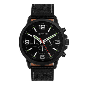 Morphic M86 Series Chronograph Leather-Band Watch - Black - MPH8605