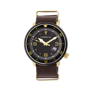 Morphic M58 Series Nato Leather-Band Watch w/ Date