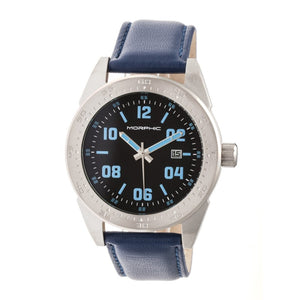 Morphic M63 Series Leather-Band Watch w/Date