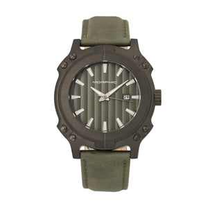 Morphic M68 Series Leather-Band Watch w/ Date - Black/Olive - MPH6806