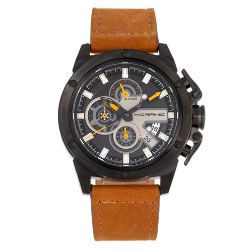 Morphic M81 Series Chronograph Leather-Band Watch w/Date - MPH8106
