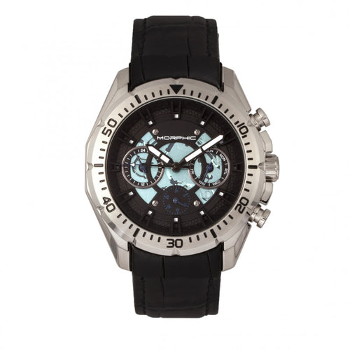 Morphic M66 Series Skeleton Dial Leather-Band Watch w/ Day/Date - MPH6601