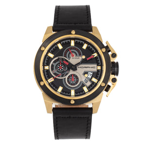 Morphic M81 Series Chronograph Leather-Band Watch w/Date - Black/Gold  - MPH8103
