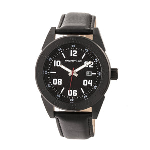 Morphic M63 Series Leather-Band Watch w/Date - Black - MPH6309