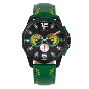 Morphic M82 Series Chronograph Leather-Band Watch w/Date - Black/Green - MPH8206