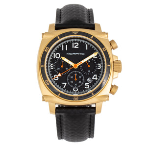 Morphic M83 Series Chronograph Leather-Band Watch w/ Date - Gold/Black - MPH8306