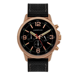 Morphic M86 Series Chronograph Leather-Band Watch - Rose Gold/Black - MPH8604
