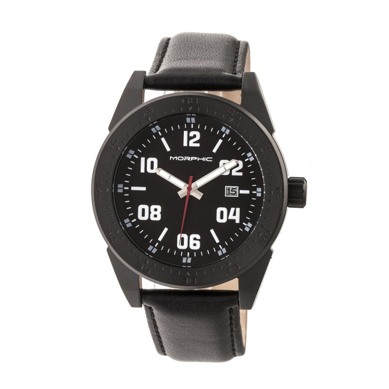 Morphic M63 Series Leather-Band Watch w/Date