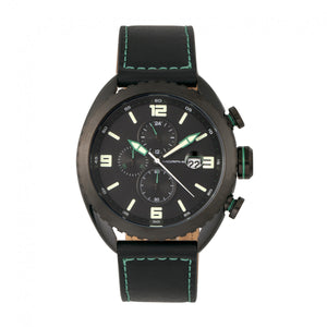 Morphic M64 Series Chronograph Leather-Band Watch w/ Date - Black/Green - MPH6405