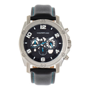 Morphic M73 Series Chronograph Leather-Band Watch - Silver/Black - MPH7302