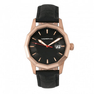 Morphic M56 Series Leather-Band Watch w/Date