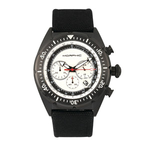 Morphic M53 Series Chronograph Fiber-Weaved Leather-Band Watch w/Date - Black/Silver - MPH5304
