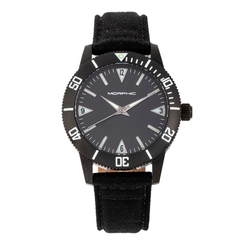 Morphic M85 Series Canvas-Overlaid Leather-Band Watch