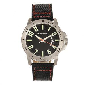 Morphic M70 Series Canvas-Overlaid Leather-Band Watch w/Date - Silver/Black - MPH7001