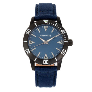 Morphic M85 Series Canvas-Overlaid Leather-Band Watch