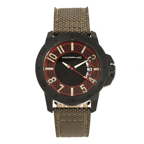 Morphic M70 Series Canvas-Overlaid Leather-Band Watch w/Date - MPH7005