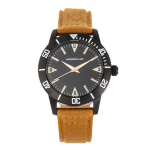 Morphic M85 Series Canvas-Overlaid Leather-Band Watch - Black/Beige - MPH8503
