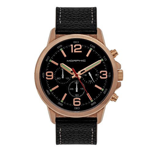 Morphic M86 Series Chronograph Leather-Band Watch - MPH8604