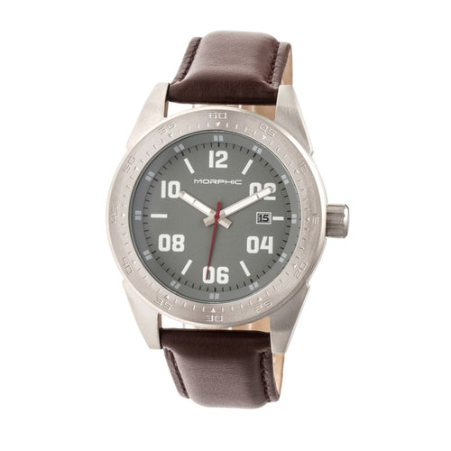 Morphic M63 Series Leather-Band Watch w/Date - MPH6305